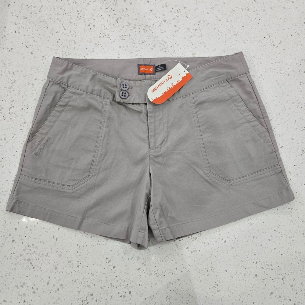 Merrell Cameron 5" Hiking Shorts Womens 12 Oyster Gray NWT Gorpcore Outdoor